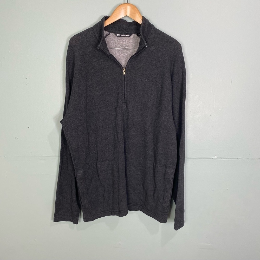 Travis Mathew Half Zip Dark Gray Pullover‎ Sz L Sweater